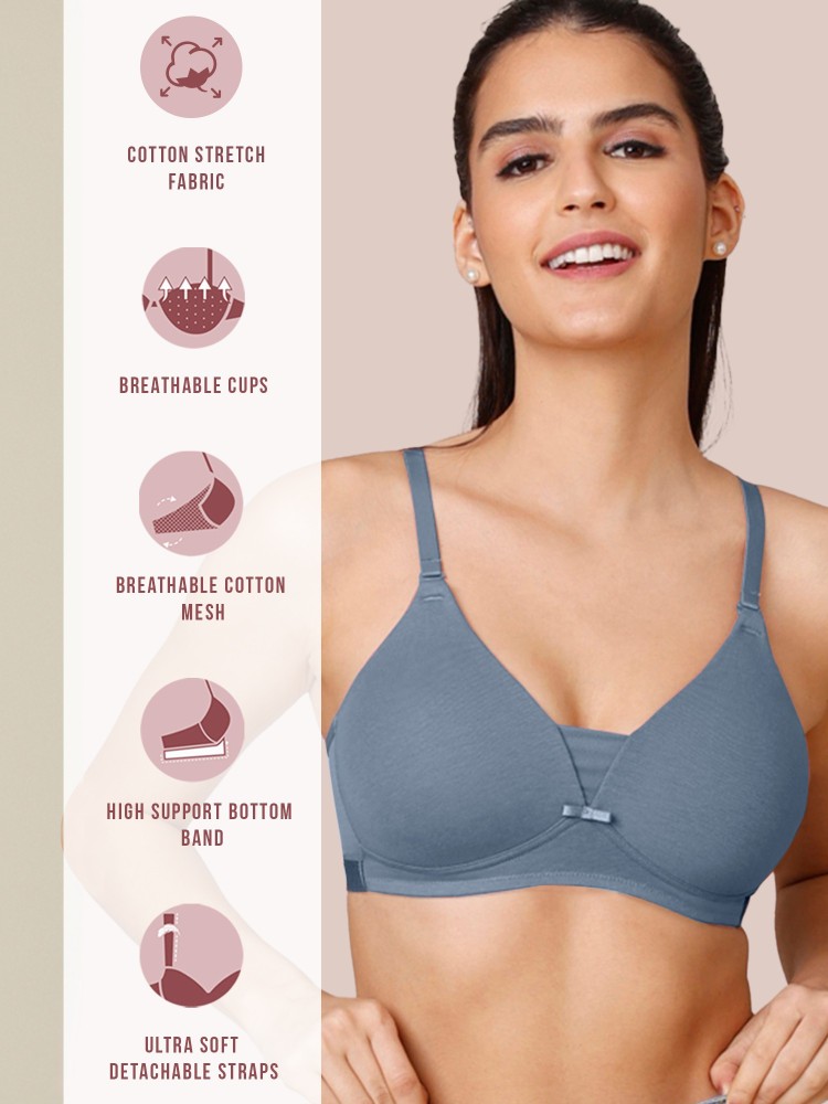 NYKD by Nykaa Breathe Cotton Everyday Triangle T-Shirt Bra for Women -  Padded, Wireless, 3/4th Coverage