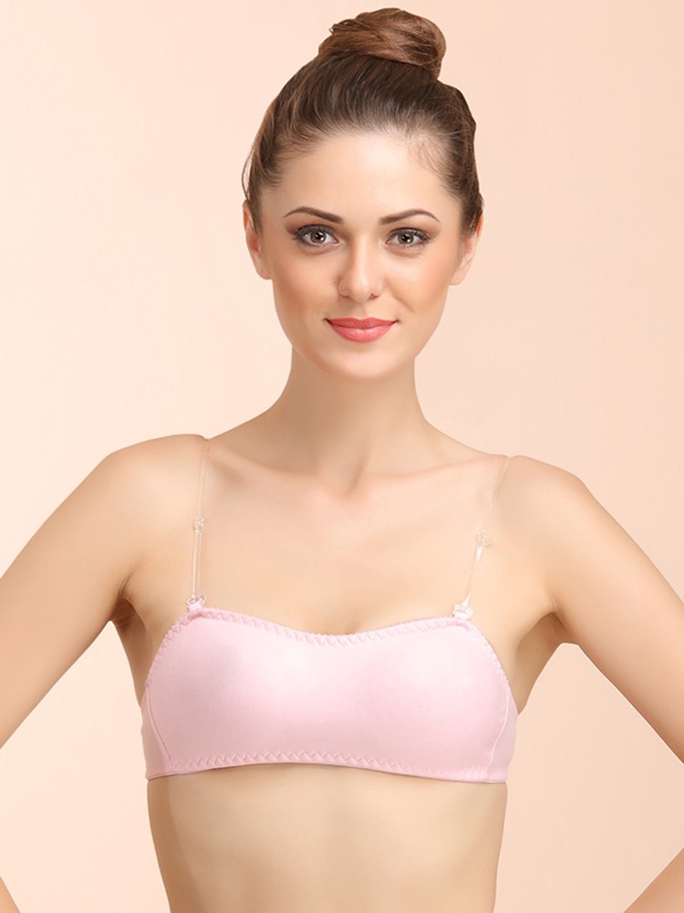 Solid Padded Tube Bra With Detachable Strap, Lingerie, Sports Bra