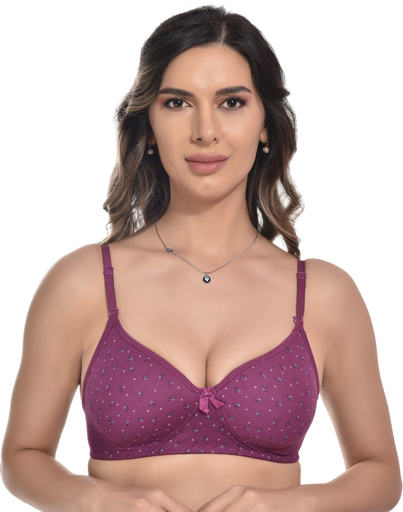 StyFun Women Cotton Blend Bra Floral Padded Pack of 1 Cup- B Purple Women  Everyday Lightly Padded Bra - Buy StyFun Women Cotton Blend Bra Floral  Padded Pack of 1 Cup- B