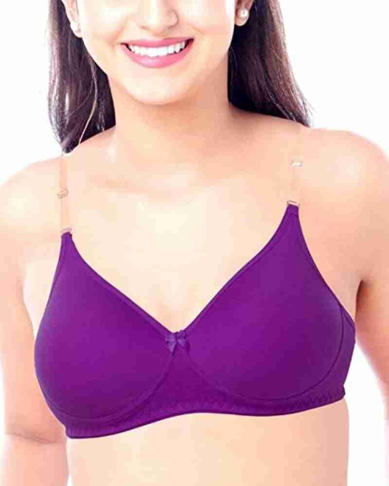 Buy HANG BANG Women's Padded Non Wired Transparent Detachable Bra (Purple,  36B) Women Everyday Lightly Padded Bra Online at Best Prices in India
