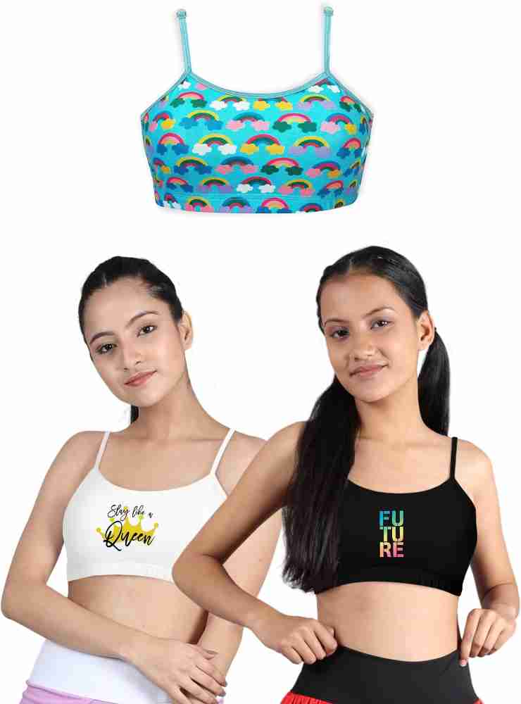 Buy D'chica Sports Bra for Girls, Cotton Non-Padded Beginners Bra