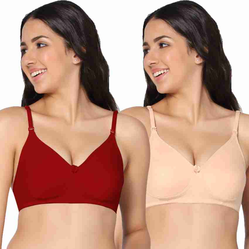 Lady Lyka Red Non Wired Padded Sports Bra