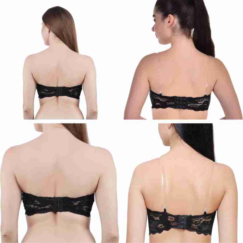 Buy Womens Lace Tube Strapless and Free Transparent Detachable Strap,  Lightly Padded Bra Padded Bra (Size Free 28B to 34B) Online In India At  Discounted Prices