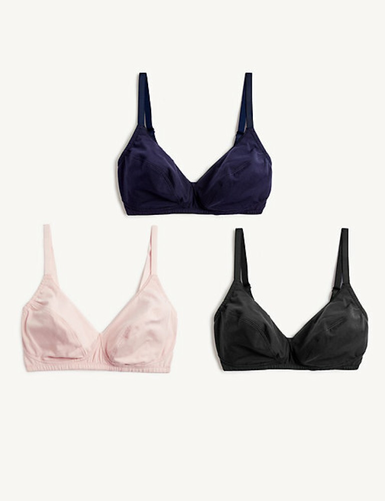 3pk Cotton Wired Push-Up Bras A-E
