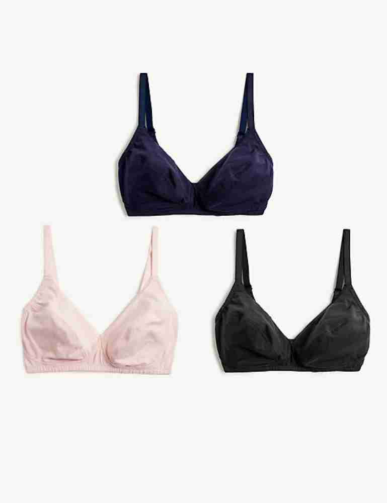 M&S Womens 3pk Wired Full Cup Bras A-E - 32B - Navy Mix, Navy Mix,Black Mix, £20.00