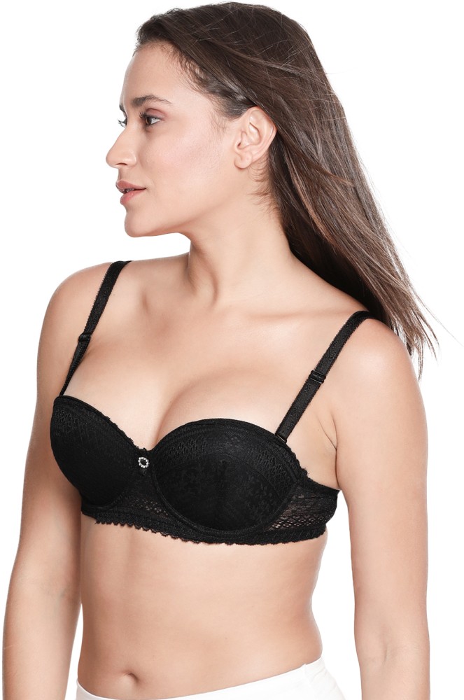 47% OFF on PrettyCat Black Solid Non-Wired Lightly Padded Push-Up