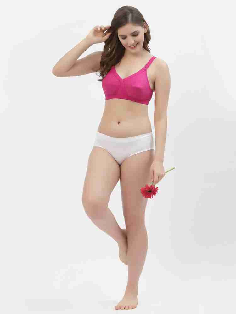 Buy Floret Non Padded Full Coverage Cotton Bra Pink (Pack of 2) Online