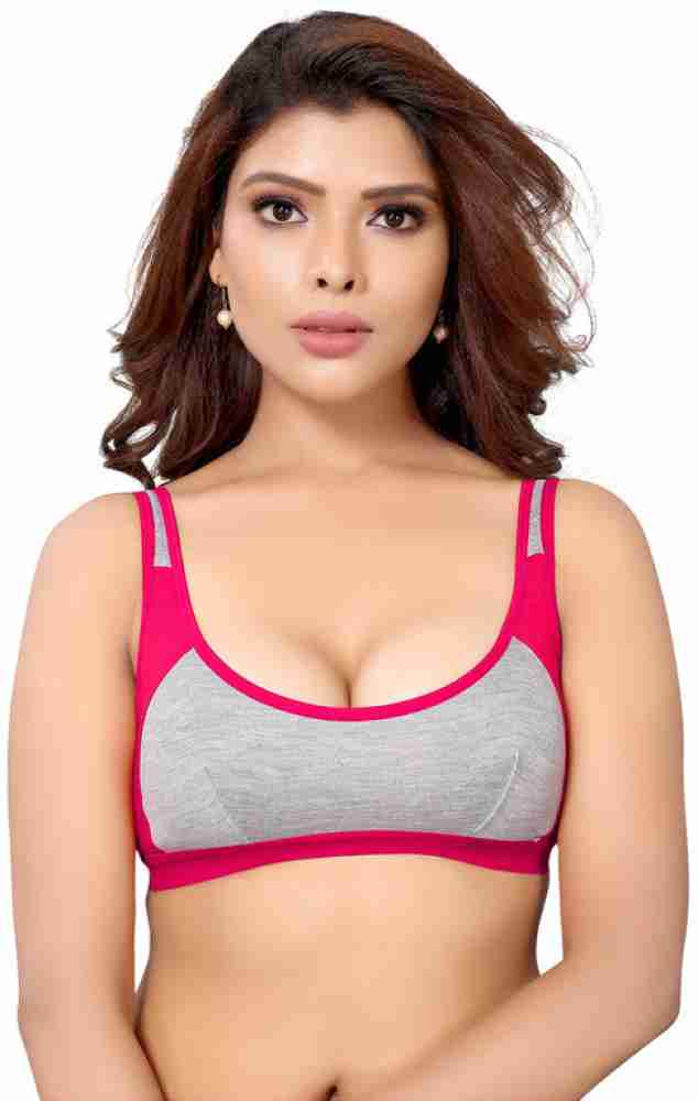 Kritziee™ Women's Cotton Non-Padded Wire Free Sports Bra-Pack of 3  (Multicolor)