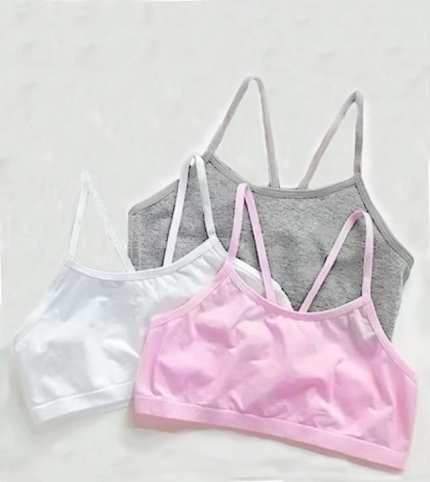 BRAAFEE Pack of 3 girls sports cotton non padded beginner bra
