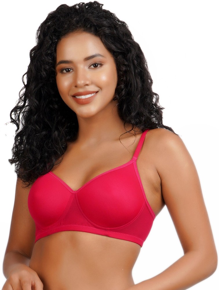 Candyskin Women's Red Bra Lightly Padded Non Wired Full Coverage