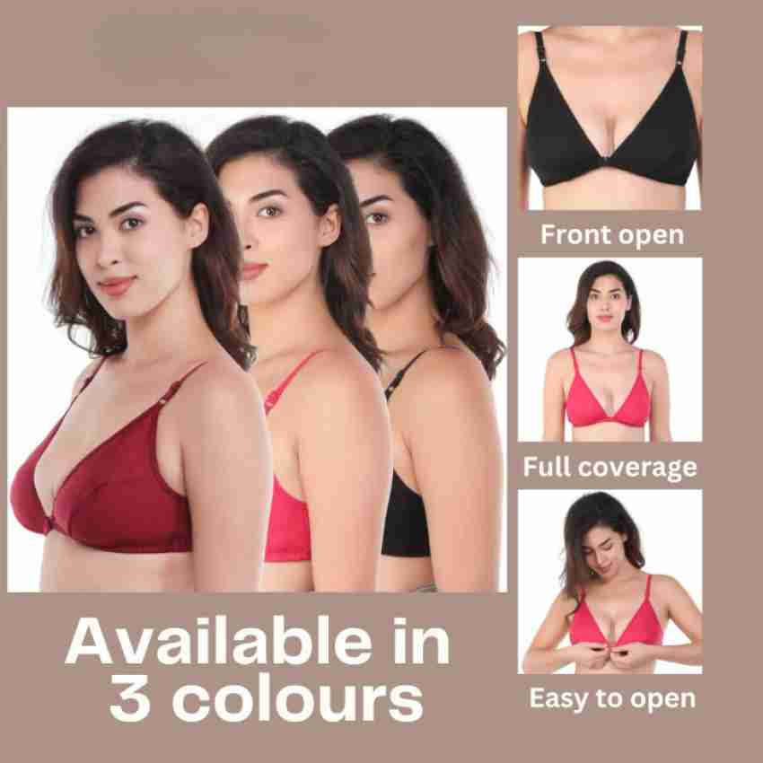 Front closure bra front open bra combo bra new arrival pack of 2  (multicolour)