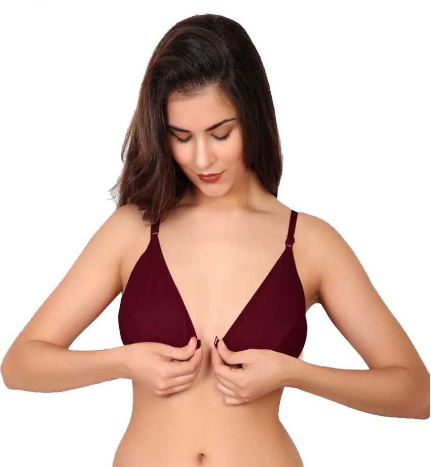 Buy Looking Style Women's Cotton Non-Padded Wire Free Front Open Bra (Pack  of 3, Multicolor) Women Push-up Non Padded Bra Online at Best Prices in  India