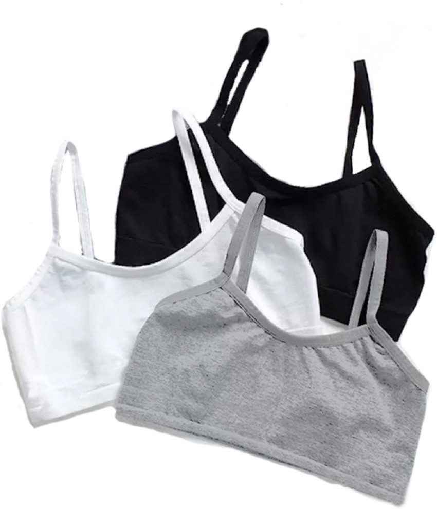 BRAAFEE Pack of 3 girls sports cotton non padded beginner bra Girls Sports  Non Padded Bra