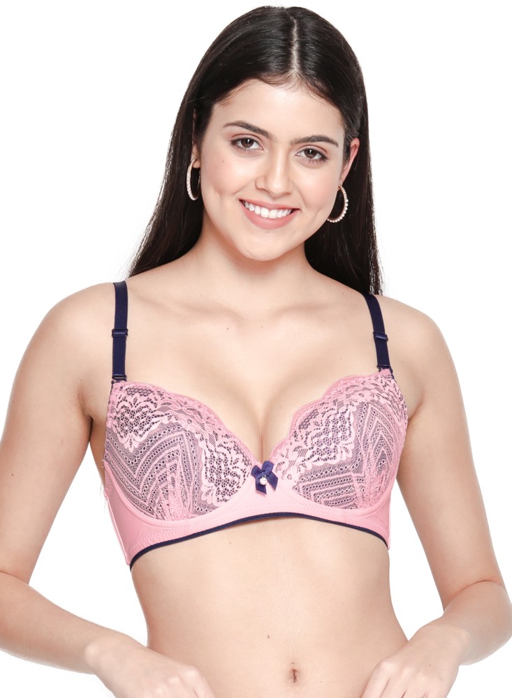 Buy Susie Shyaway Susie Candy Pink Full Lace Contrast Cup Plunge Bra Women  Everyday Lightly Padded Bra Online at Best Prices in India