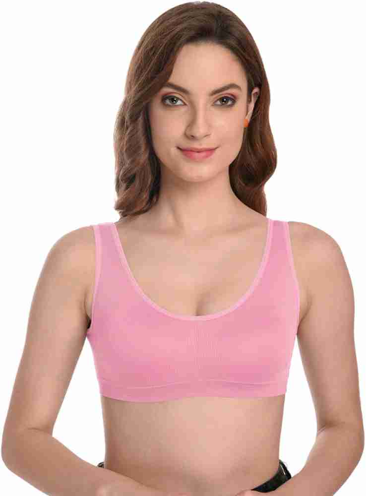Sports Bra for Girls and Women |Full Coverage | Broad Strap | Non-Padded |  Biowash Fabric (Pack of 2)