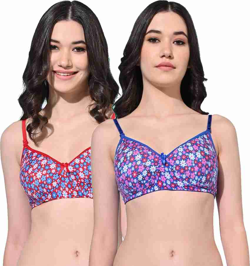 Buy Women's Cotton Blend T Shirt Lightly Padded Bra (Blue, 34B