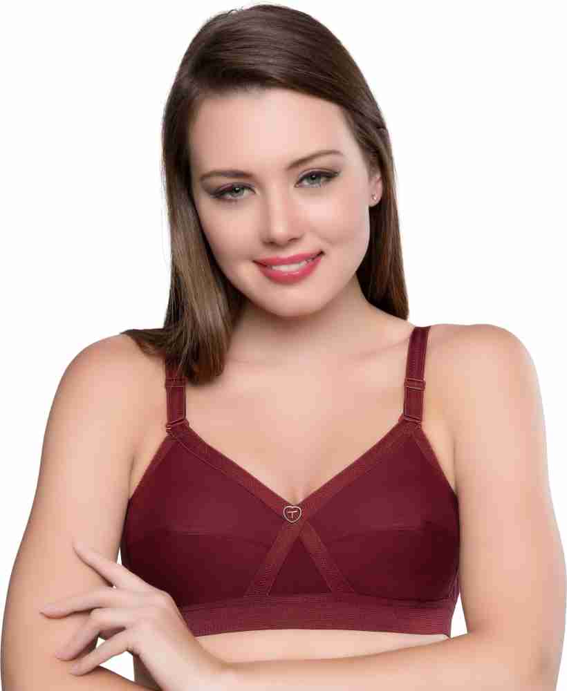 Buy TRYLO Women's Cotton Lightly Padded Non-Wired Bra (Krutika-209_Maroon_32)  at
