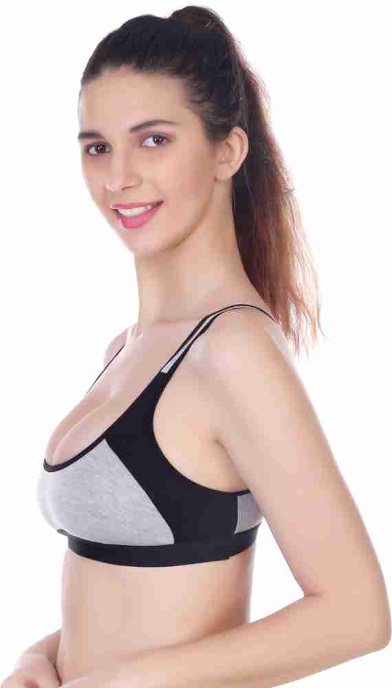 Buy In Care LINGERIE SPORTS-03 (B) Black Skin Solid Color Full-Coverage Sports  Bra. Online In India At Discounted Prices