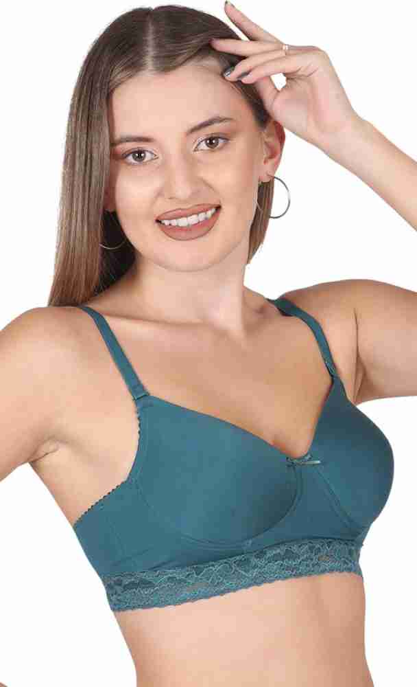 Buy Aavow Women Green Cotton Blend Push-Up Lightly Padded