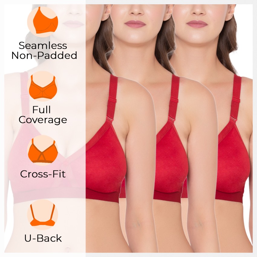 Buy Souminie Pack of 2 Non Padded Cotton T Shirt Bra - Red Online at Low  Prices in India 