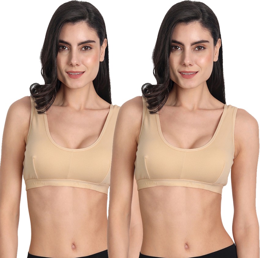 Aimly Women's Cotton Non-Padded Full Coverage Sports Bra - Beige (40) (PACK  OF 2) Women Sports Non Padded Bra - Buy Aimly Women's Cotton Non-Padded  Full Coverage Sports Bra - Beige (40) (