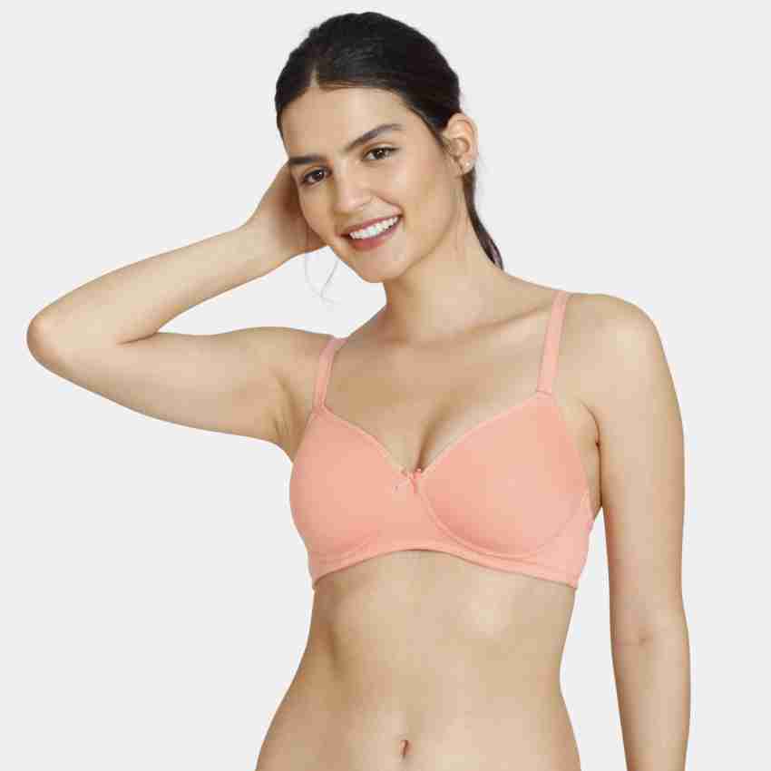 Zivame Glitter Straps Padded Non Wired 3/4th Coverage T-Shirt Bra - Peach  Pearl