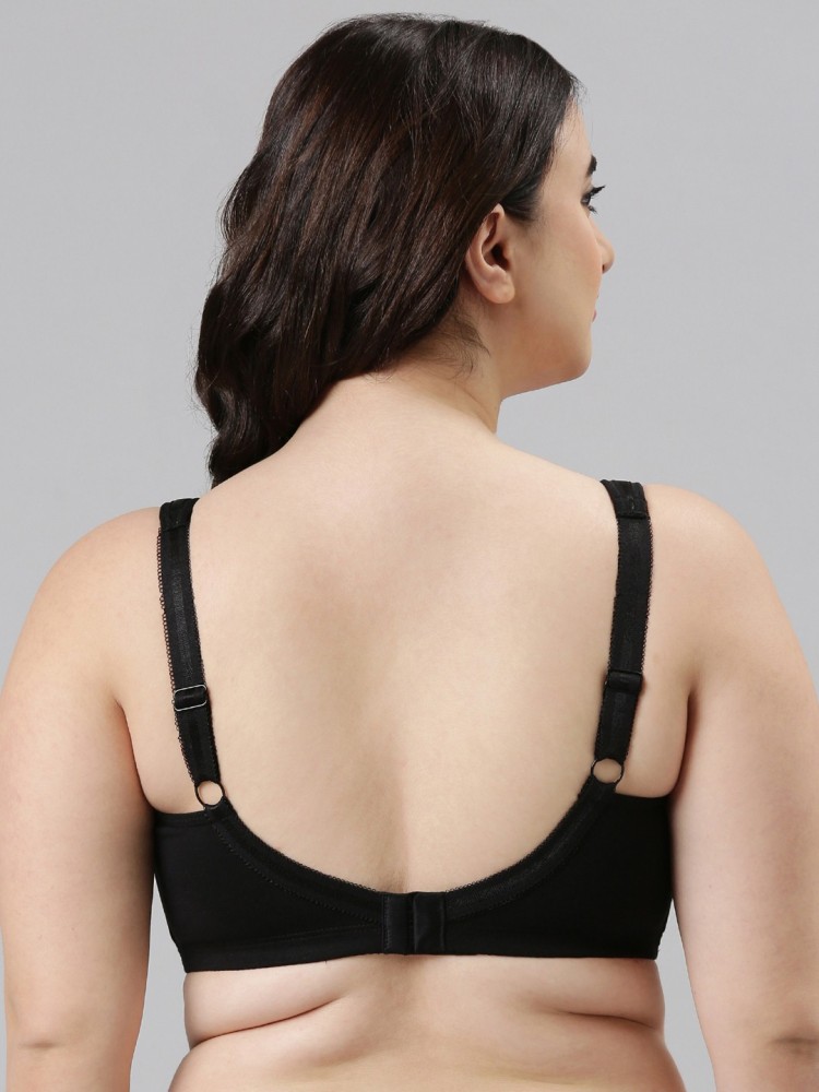Buy Enamor Women Black Padded Non Wired & High Coverage T Shirt Bra With  Detachable Straps - Bra for Women 650594