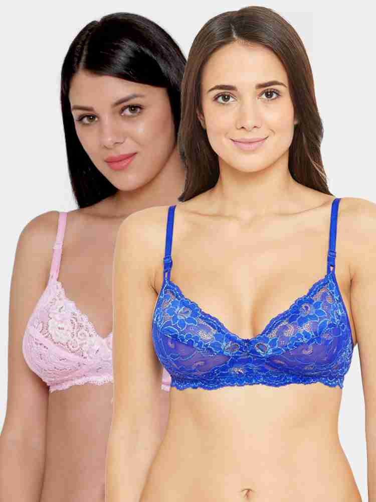 Buy N-Gal Coral & Light Pink Lace Bra & Panty Set (Pack Of 2) for