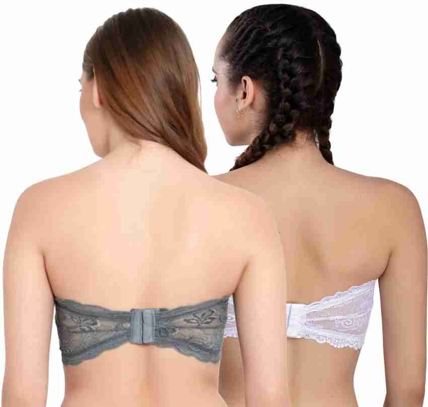 TWILTRENDZ Women Transparent Straps Tube Top Lace Net Bra/Bralette