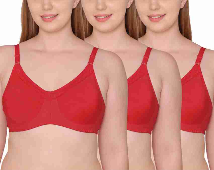 Buy Souminie Pack of 2 Non Padded Cotton T Shirt Bra - Red Online at Low  Prices in India 