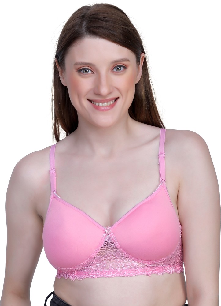 SEVEN SHOPPE Pink Net Lace Fabric Padded Women Everyday Lightly Padded Bra  - Buy SEVEN SHOPPE Pink Net Lace Fabric Padded Women Everyday Lightly  Padded Bra Online at Best Prices in India