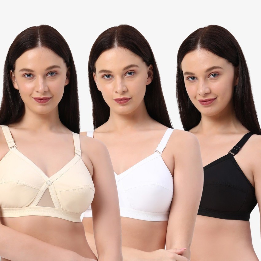 Planetinner (Pack of 3) D-Cup Full Coverage D-Cup Pure Cotton Bra,( White,  Black and Beige ) Women Full Coverage Non Padded Bra - Buy Planetinner  (Pack of 3) D-Cup Full Coverage D-Cup
