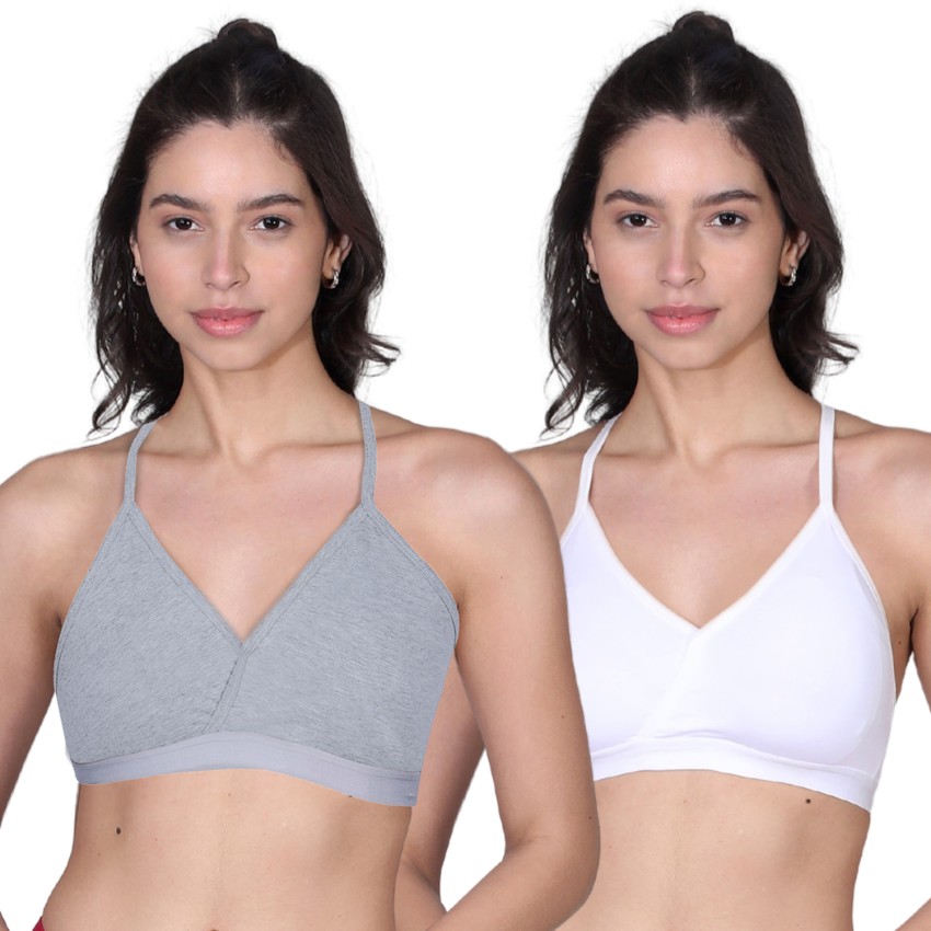 V-Neck Padded Everyday Bra with Removable Cups & Adjustable Straps
