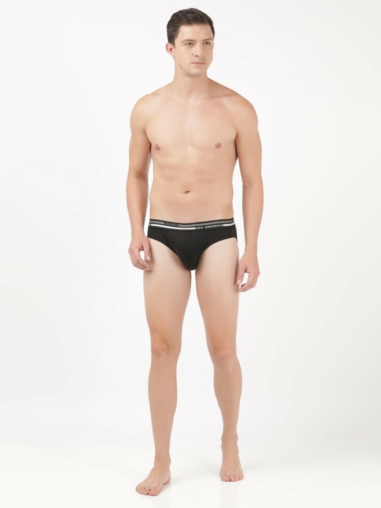 Buy Men's Super Combed Cotton Rib Solid Brief with Ultrasoft Waistband -  Brown(Pack of 2) 8044