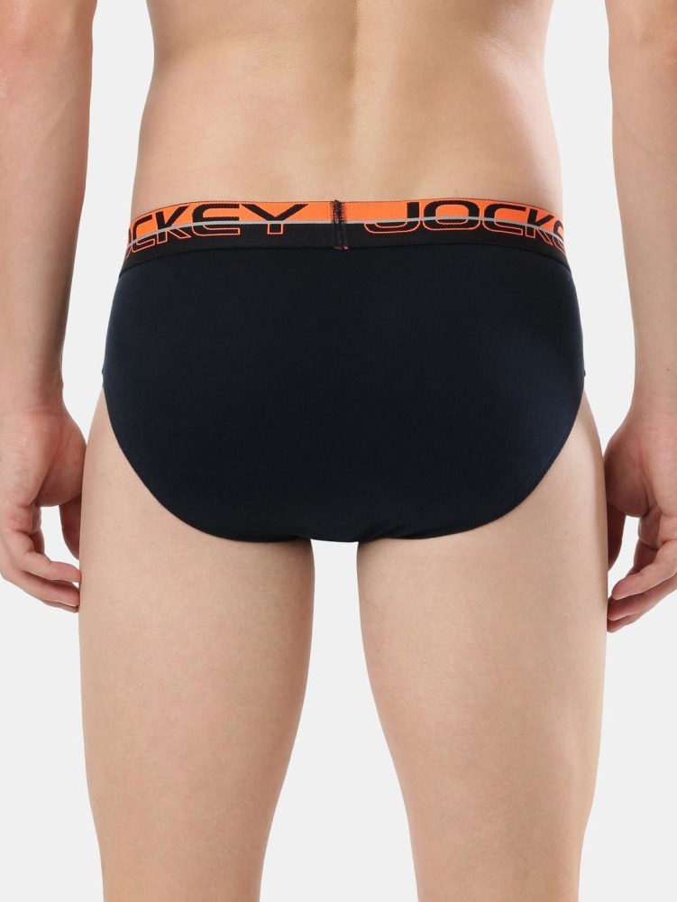 Jockey Men's Cotton Briefs (Pack of 1) (FP01_Navy & Neon Orange_Small_Navy  & Neon Orange_S) : : Fashion