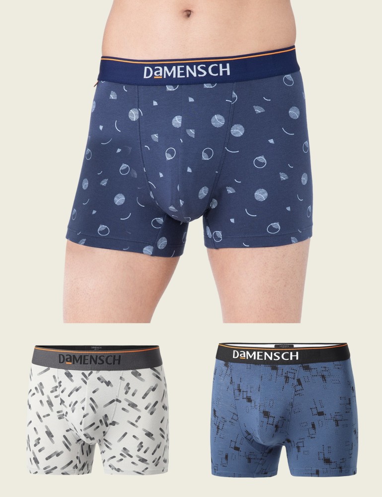 DAMENSCH Men's Regular Fit Cotton Pack of 2 Basic Printed Trunk