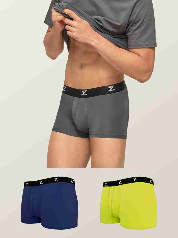 XYXX Men's Underwear Ace IntelliSoft Antimicrobial Micro Modal Trunk Pack  of 3 (Black;DEEP SEA Blue ;