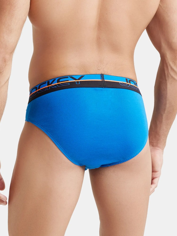 Jockey Men's Modern Brief- FP02 (Charcoal Melange & Neon Orange) -   - Feel Free