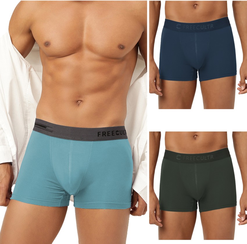 Buy online Blue Pure Cotton Trunks from Innerwear for Men by Freecultr for  ₹300 at 33% off