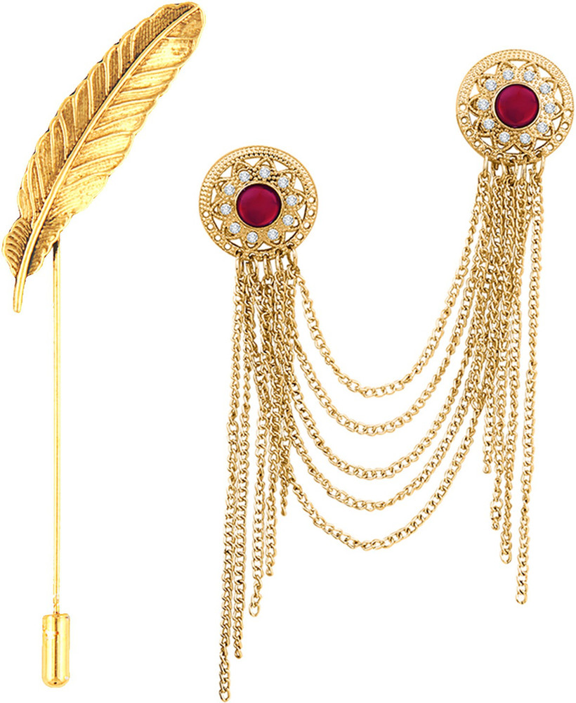 mahi Leaf and Layered Chains Brooch Lapel Pin Brooch Price in India Buy mahi Leaf and Layered Chains Brooch Lapel Pin Brooch online at Flipkart