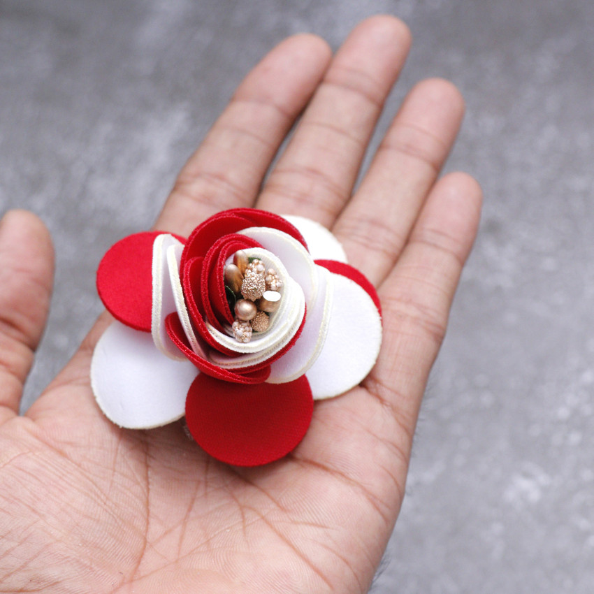 Honbon Fabric Brooch Pin Handmade Floral Batches for Saree Suit