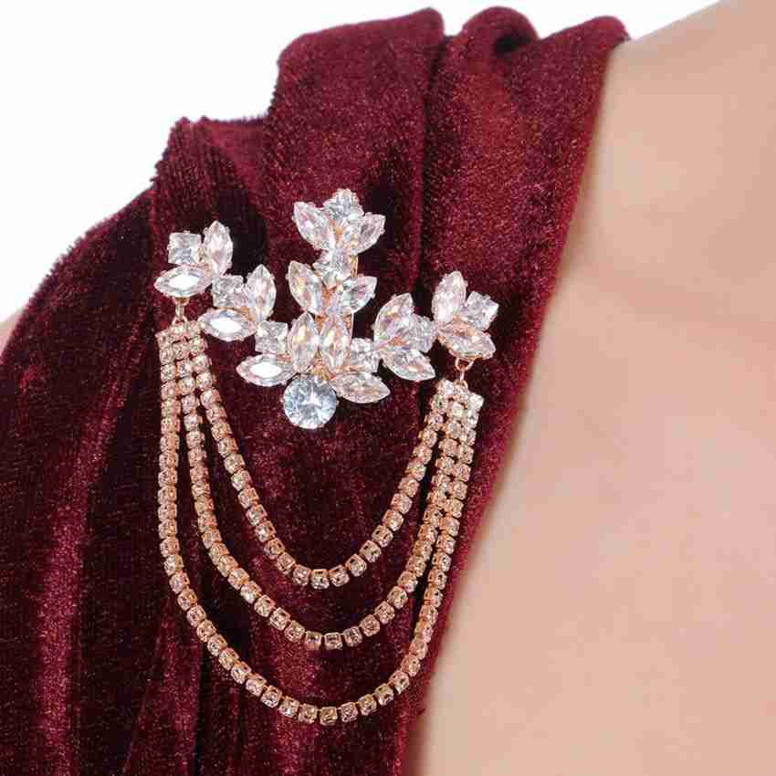 Saree brooch with chain new arrivals