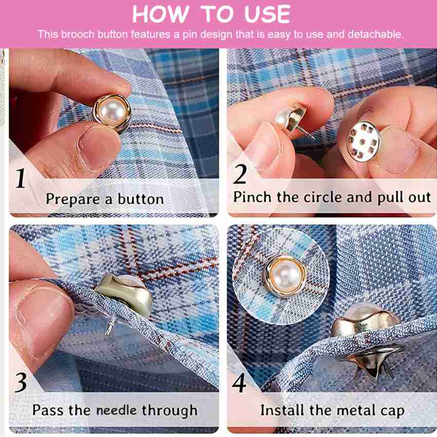 HASTHIP 30Pcs Pearl Brooch Buttons Cover Up Anti-Exposure Brooch