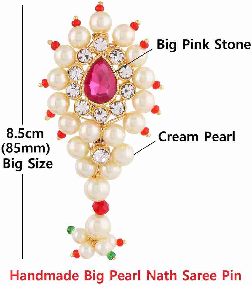 Vama Fashions Maharashtrian Jewellery Peshwai Nath Big Safety Saree Pin for Nauvari Saree Sadi Brooch Price in India Buy Vama Fashions Maharashtrian Jewellery Peshwai Nath Big Safety Saree Pin for Nau...