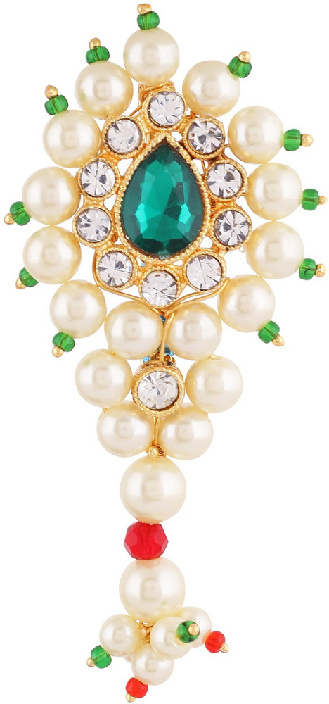Vama Fashions Nath shape Pearl Saree Safety Pin for Nauvari Saree Marathi Culture for Women Brooch Price in India Buy Vama Fashions Nath shape Pearl Saree Safety Pin for Nauvari Saree