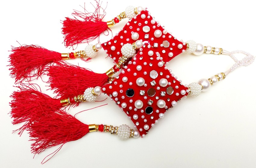 Red handmade cloth tassels for blouse - Set of 2, Buy Online