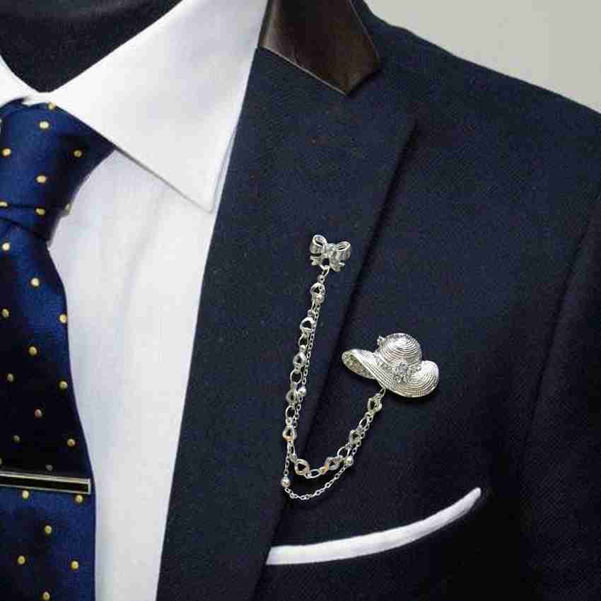 TIED RIBBONS Classic Cap and Bow Design Men s Brooch for Suits