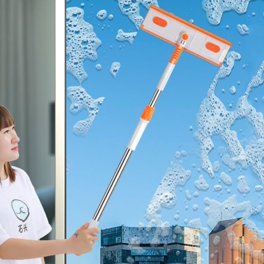 Triangle Glass Wiper Telescopic Rod Windows Cleaning Brush Window Cleaner  Professional Household Window Cleaning Tool