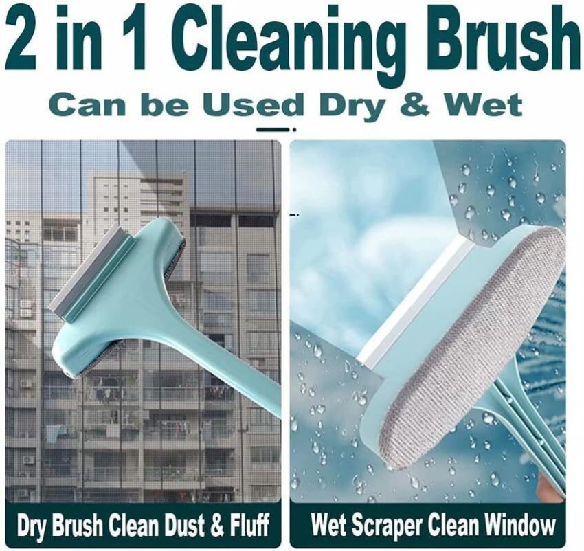 Plastic 5 in 1 Mesh Cleaning Brush & Wiper Double-Sided Window