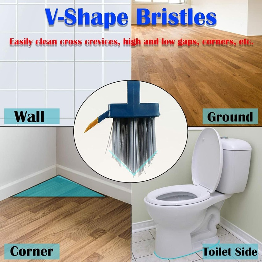4 in1 Scrubber Brush Bathroom Kitchen Floor Scrubbing Brush with V